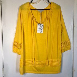 Carolyn Taylor top embroidered detail Yellow Small